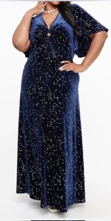 Unique Vintage Dresses & Skirts - Smak Parlour Unique Vintage Blue Velvet Silver Stars Maxi Dress L NWT
